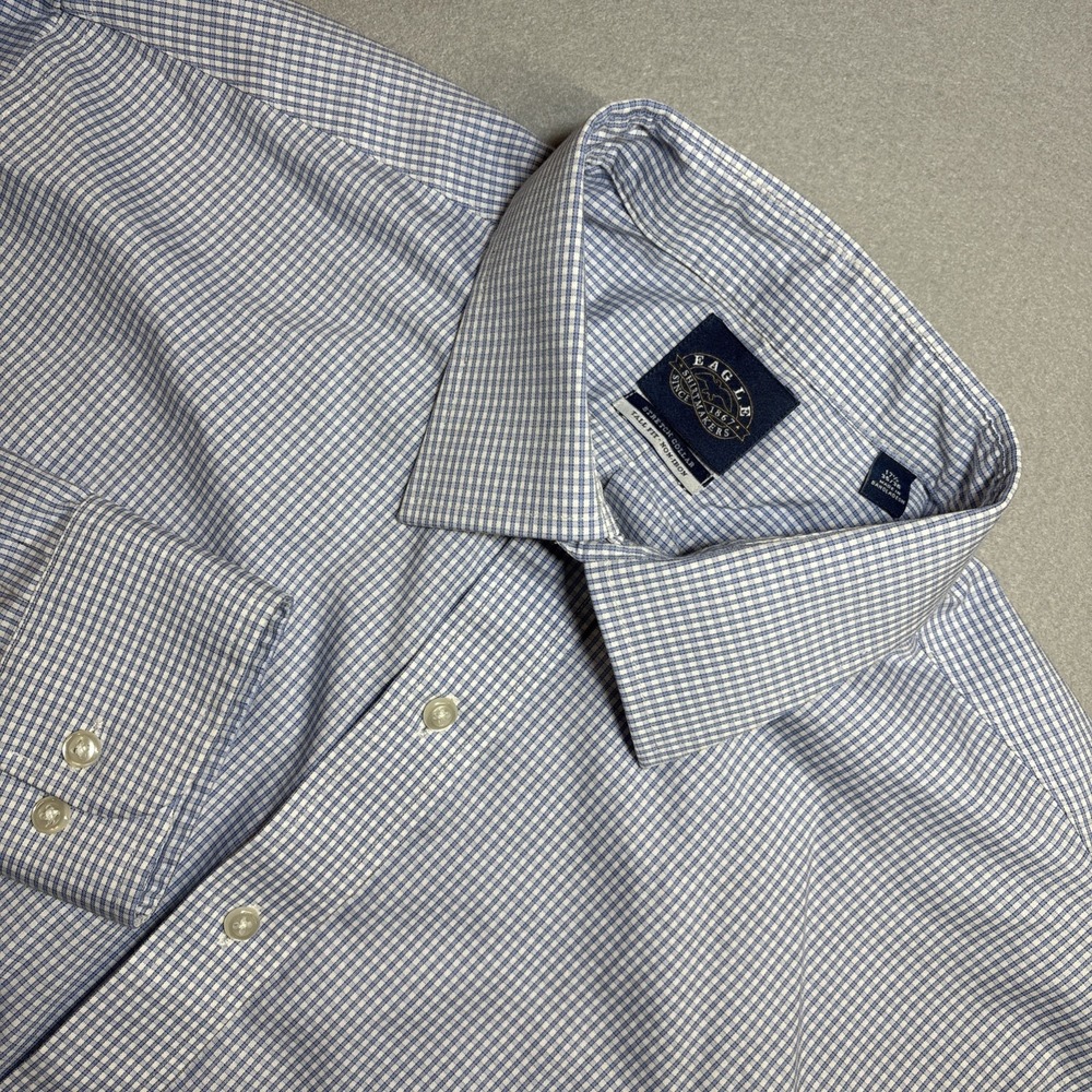 Eagle Shirtmakers Men's Button Up Shirt Reg Fit Non-Iron‎ 17.5 35/36 Tall Plaid